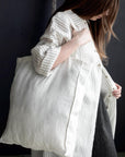 White Classic Large Linen Tote Bag