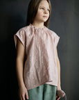 Pink Polka Dot Ruffle Linen Shirt