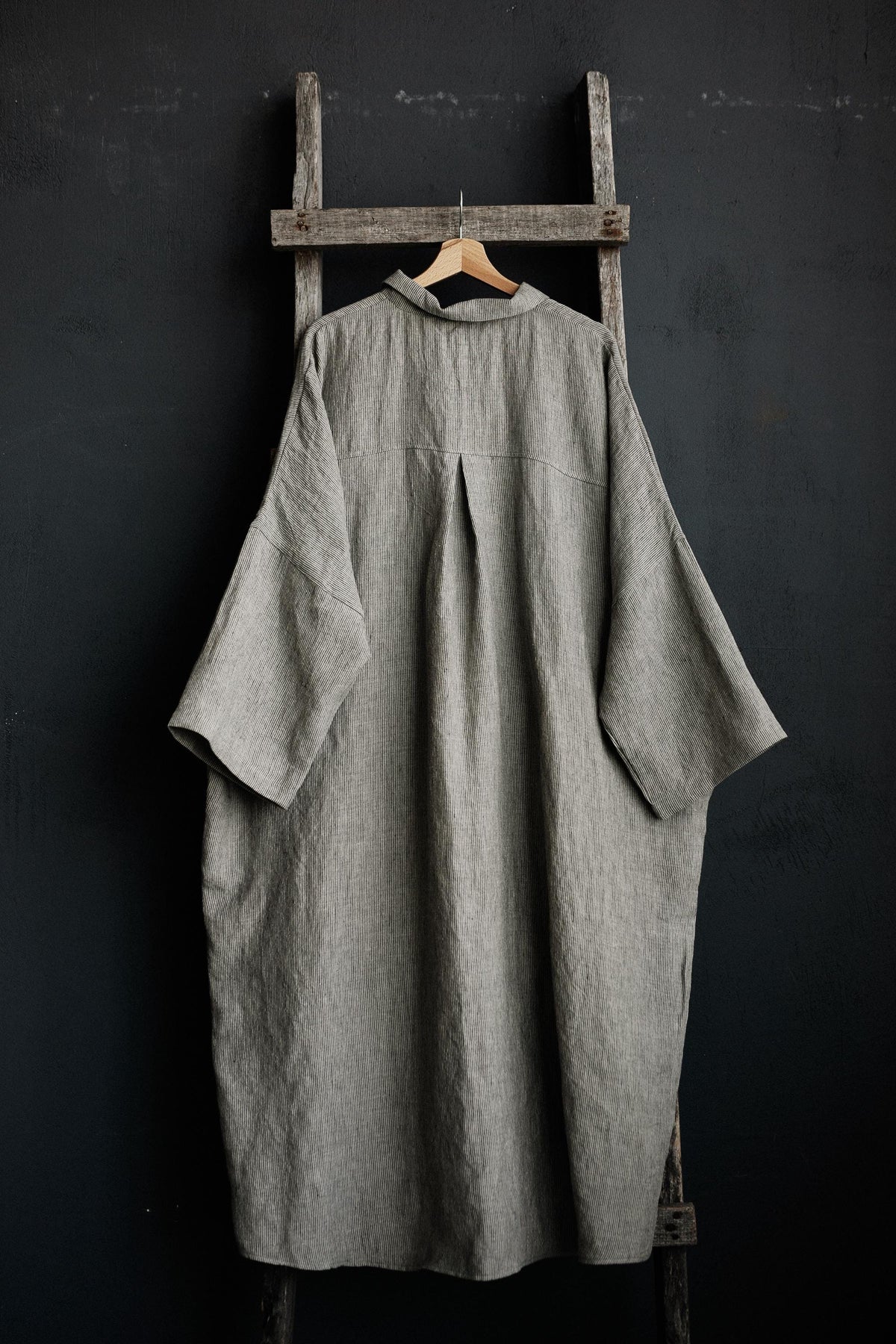 B&amp;W Stripe Linen Shirt Dress