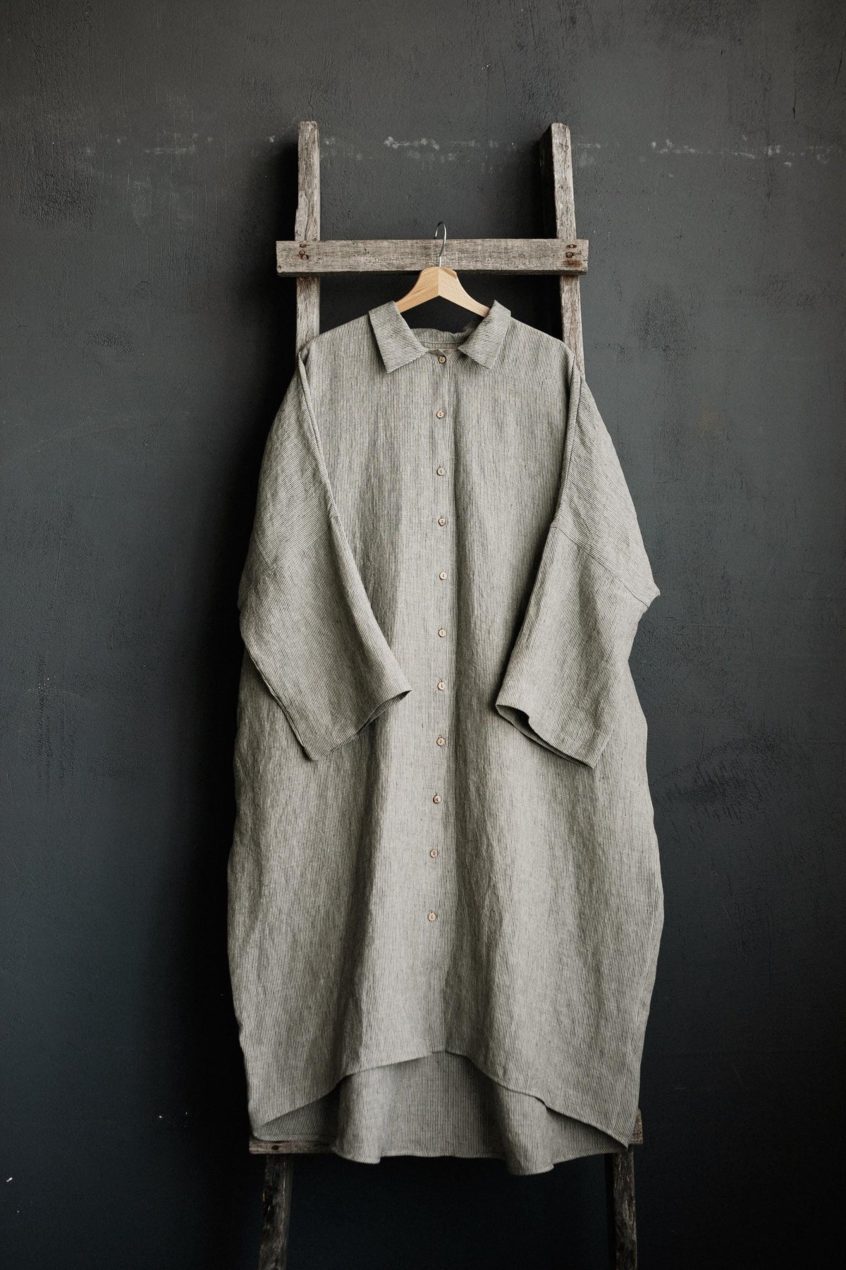 B&amp;W Stripe Linen Shirt Dress