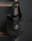 Midnight Stripe Mini Round Linen Bag