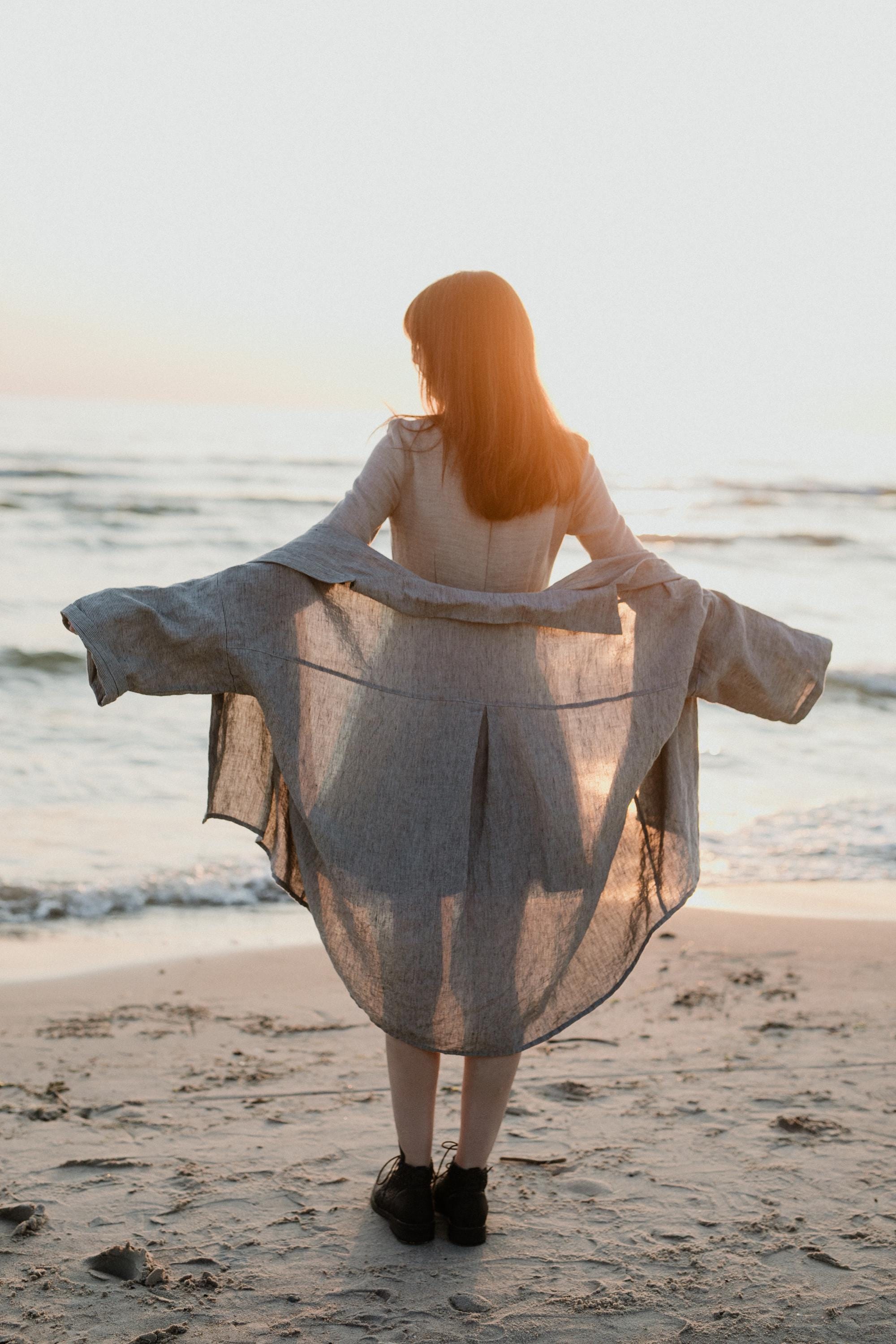 B&amp;W Stripe Long Linen Shirt