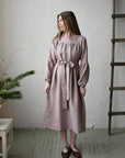 Lavender Victorian Linen Dress