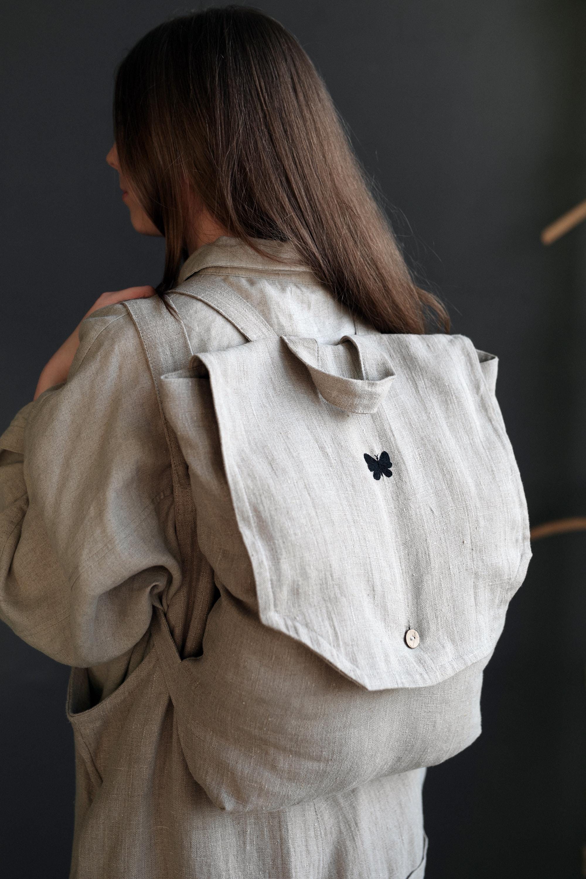Natural Linen Backpack