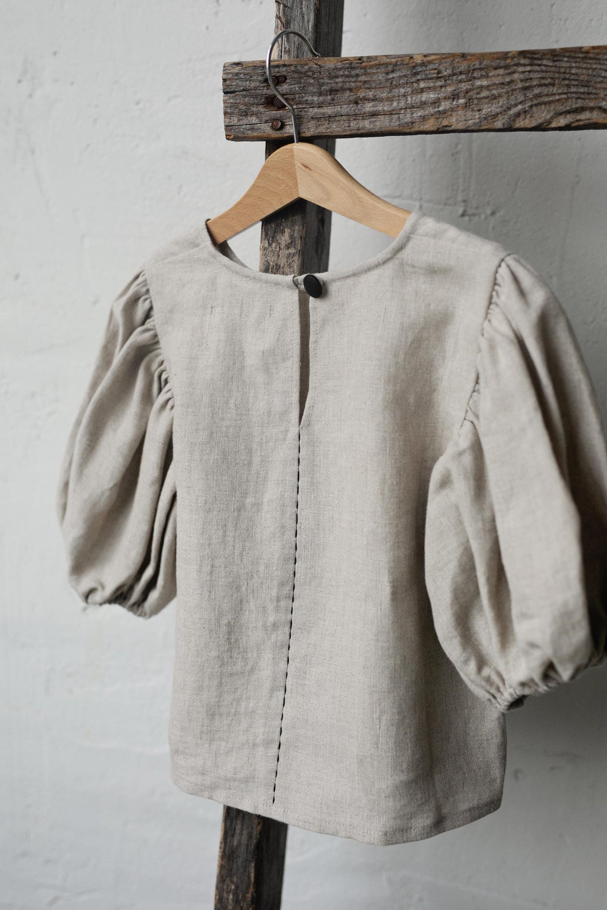 Natural Linen Puff Sleeve Top