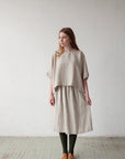 Natural Classic Midi Linen Skirt, Size S (STOCK)