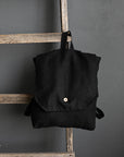 Black Linen Backpack