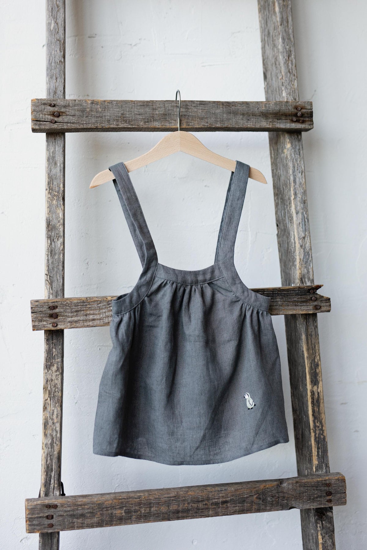 Charcoal Sirena Linen Pinafore