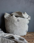 B&W Stripe Small Round Linen Bag