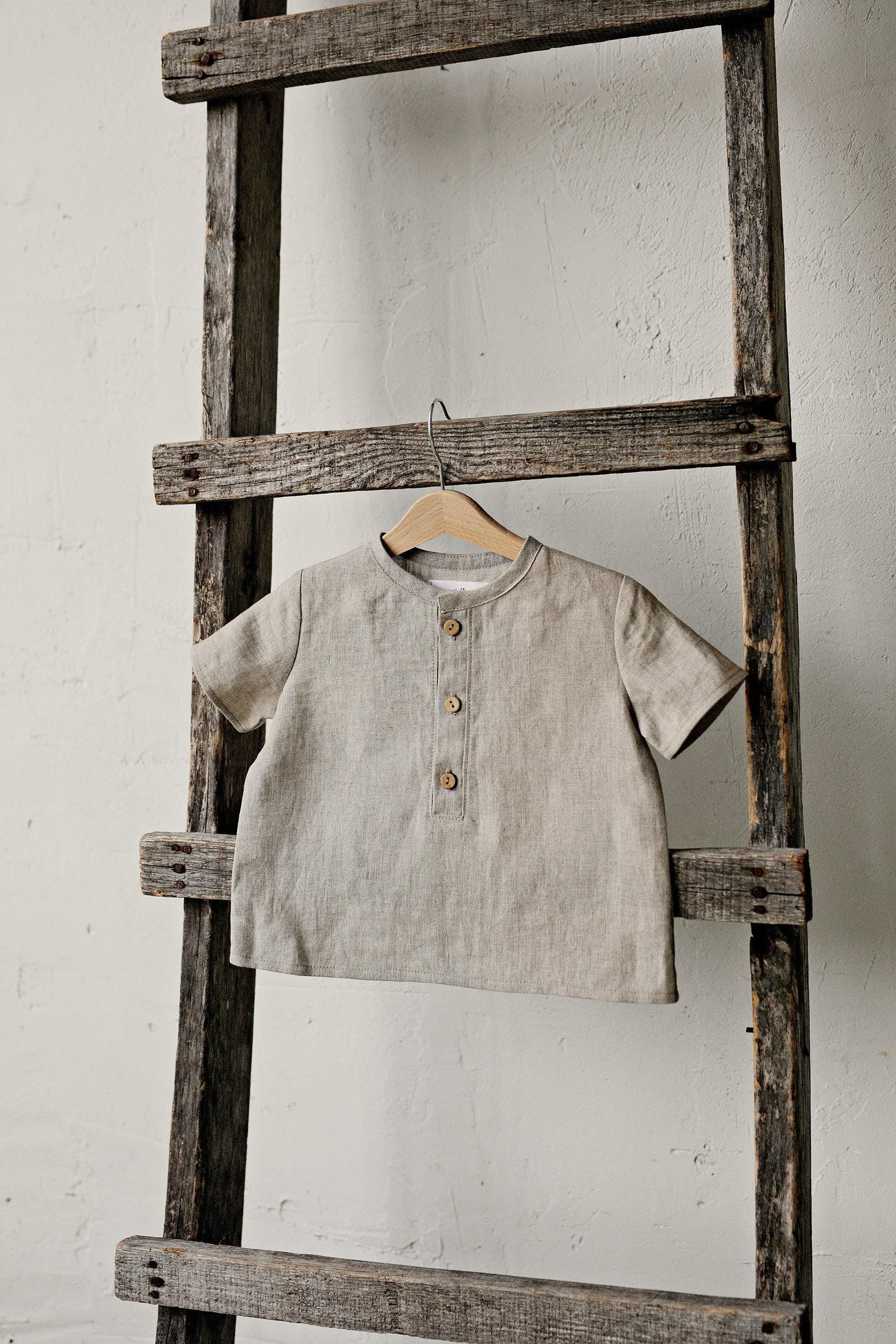 Natural Short Sleeve Button Linen Shirt