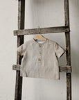 Natural Short Sleeve Button Linen Shirt