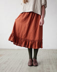 Rust Victorian Linen Skirt, Size XXL (STOCK)