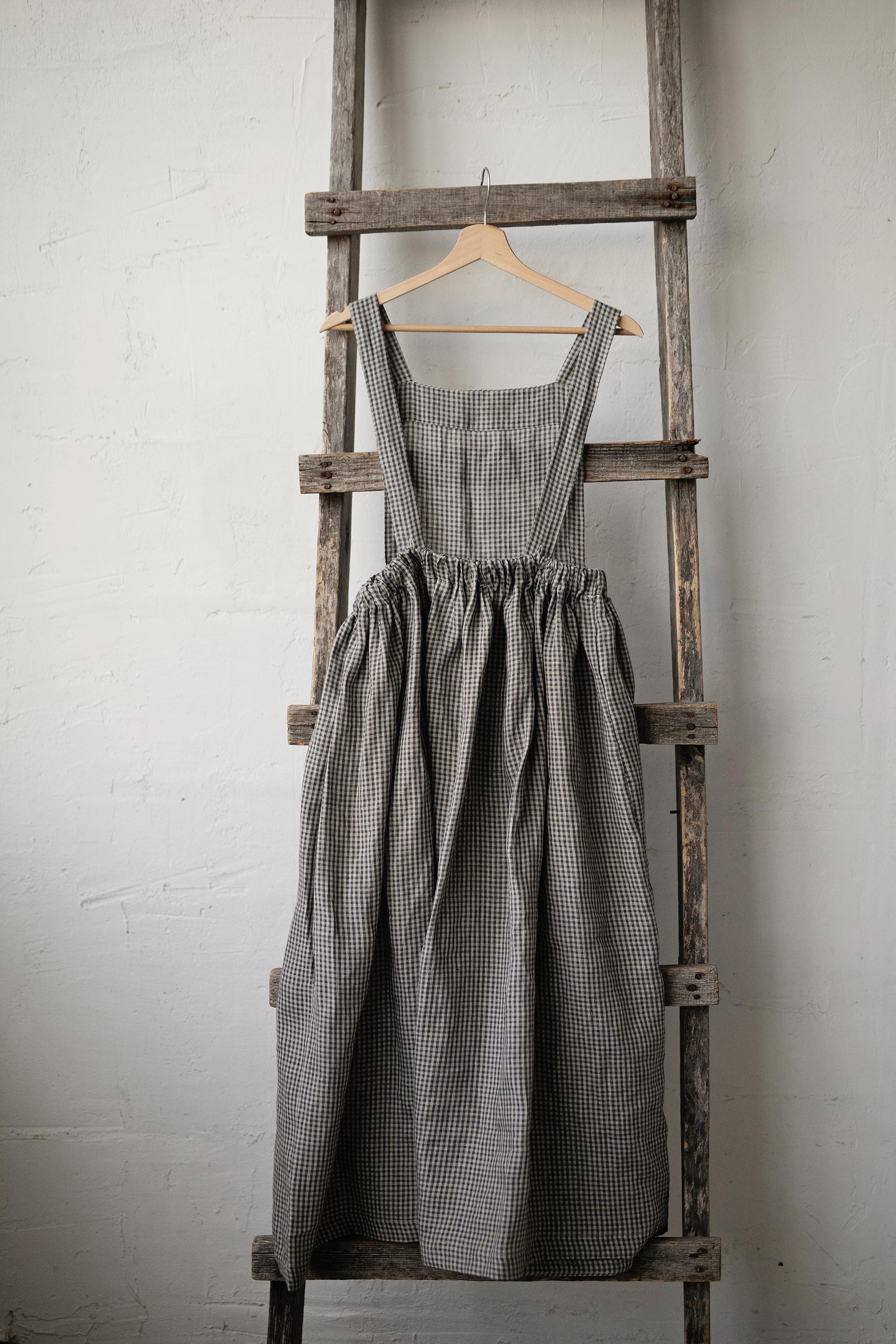 Grey Gingham Cottage Linen Linen Dress