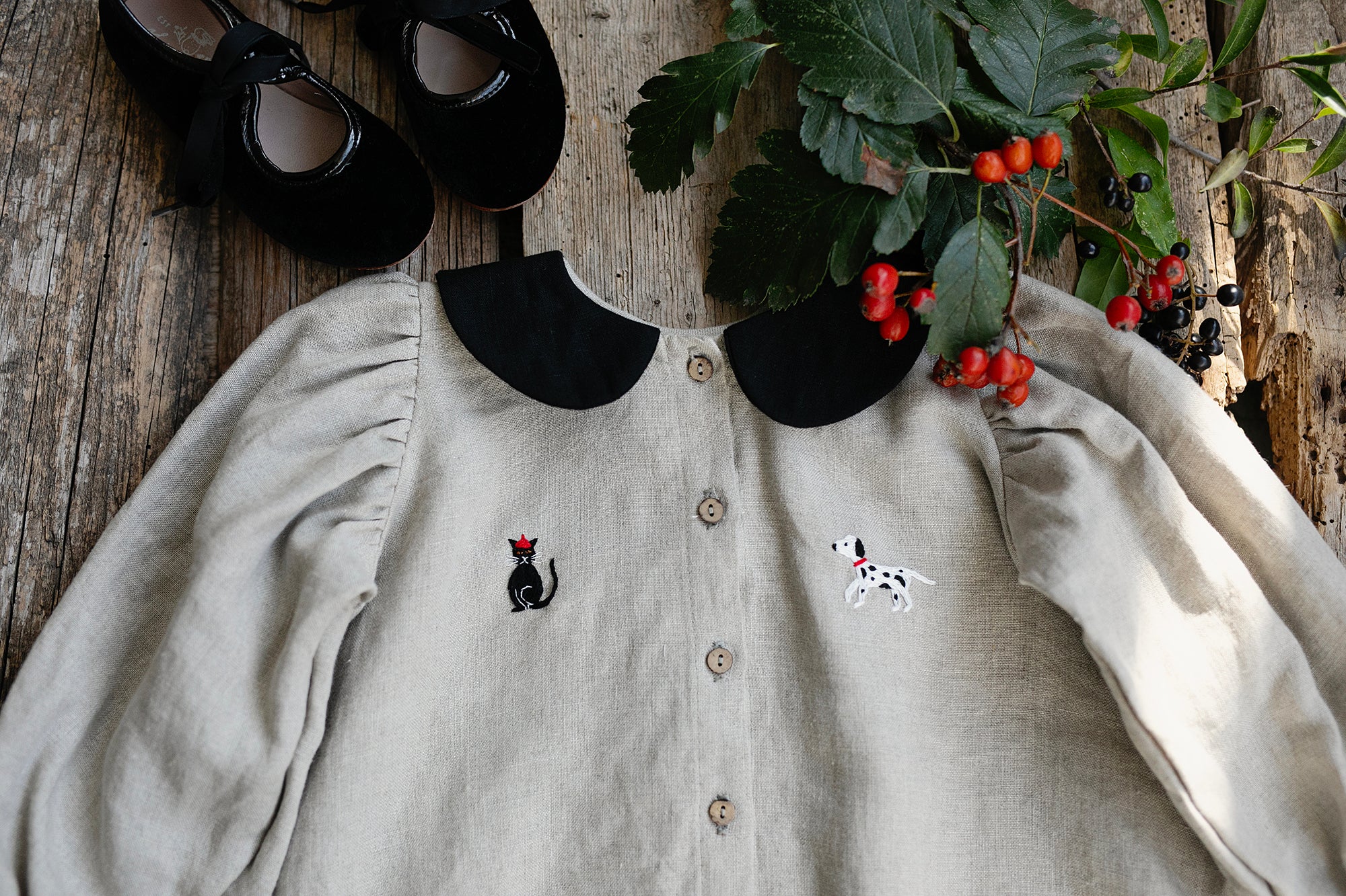 Linen tunic dress in Natural