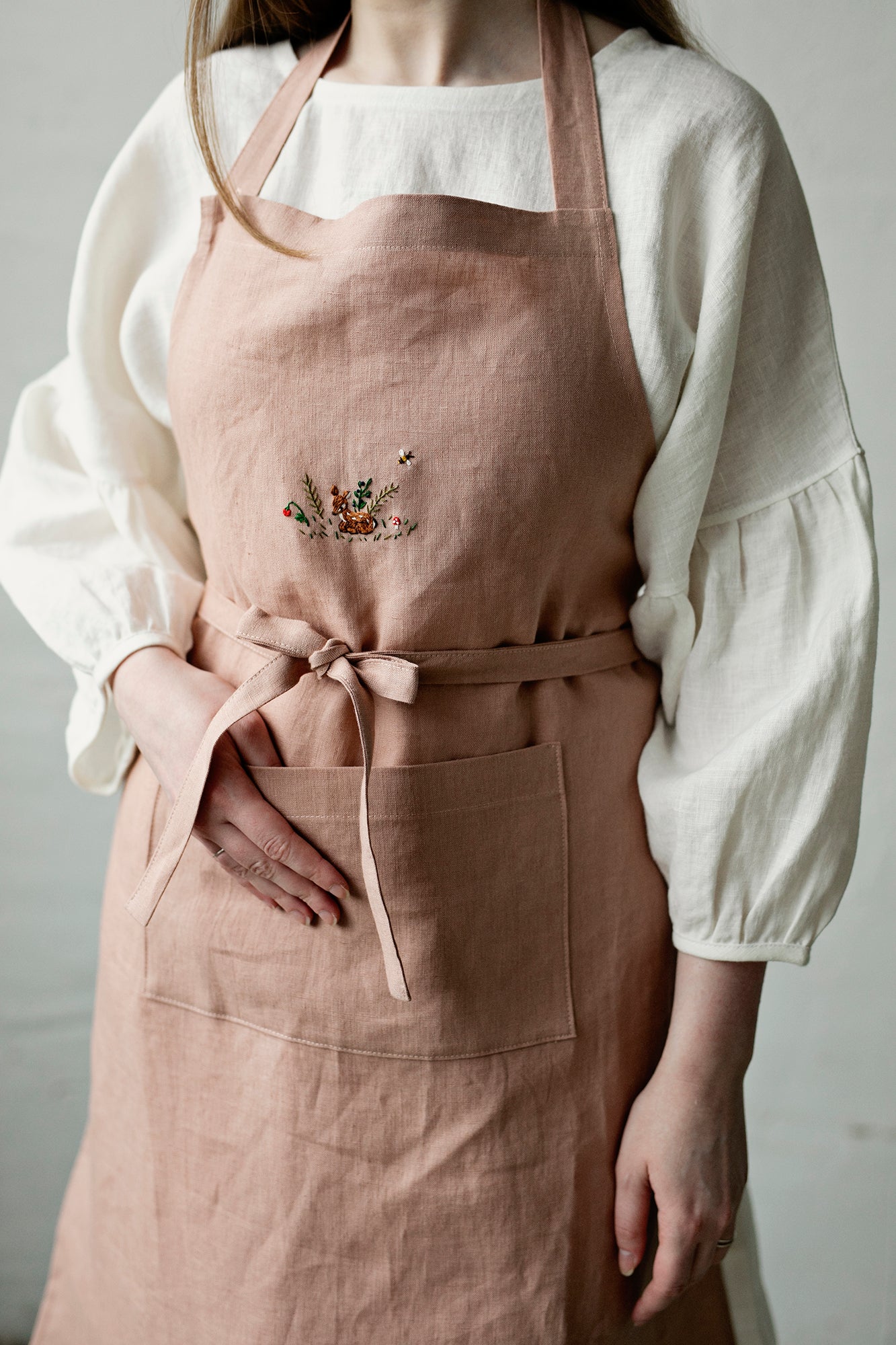 Dusty Rose Traditional Linen Apron