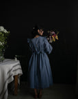 Dusty Blue Prairie Linen Dress