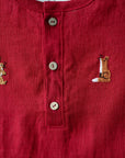 Cherry Short Sleeve Button Linen Shirt, Size 4-5 years
