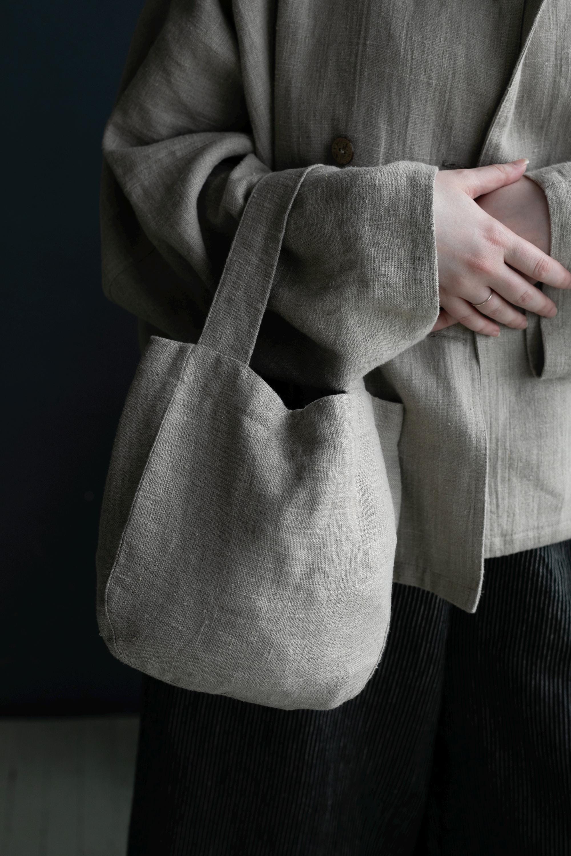 Natural Mini Round Linen Bag