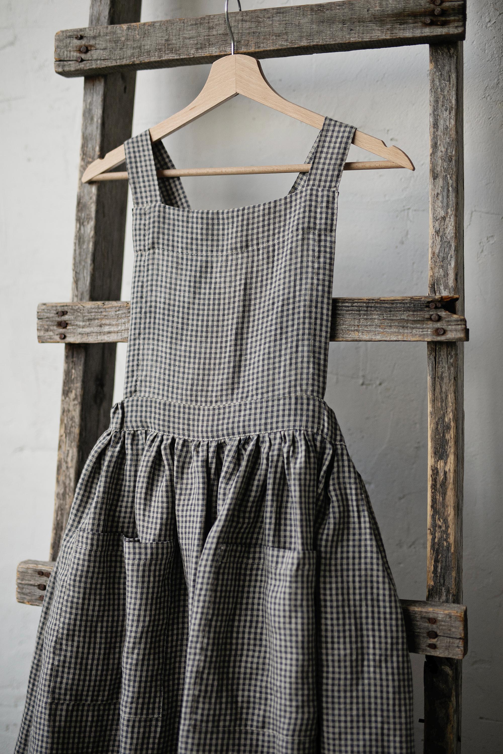 Grey Gingham Cottage Linen Linen Dress