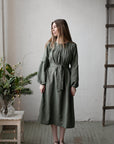 Sage Victorian Linen Dress