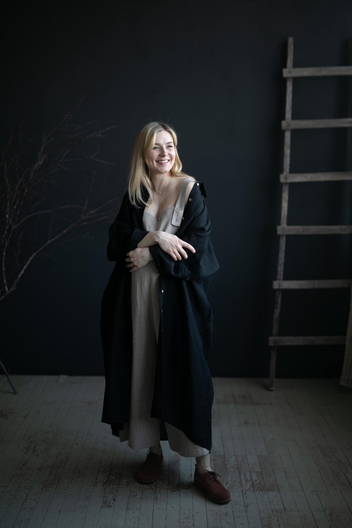 Black Linen Shirt Dress