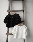 Black Linen Puff Sleeve Top