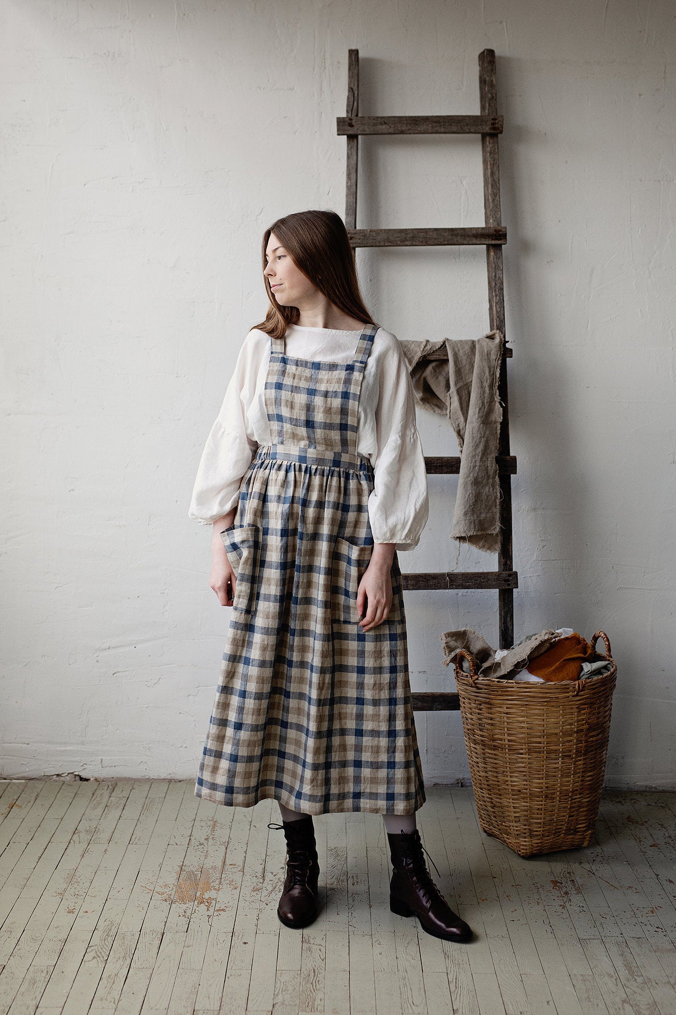 Beach Festive Cottage Linen Dress, Size XL (STOCK)