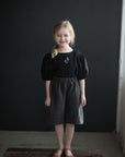 Black Linen Puff Sleeve Top