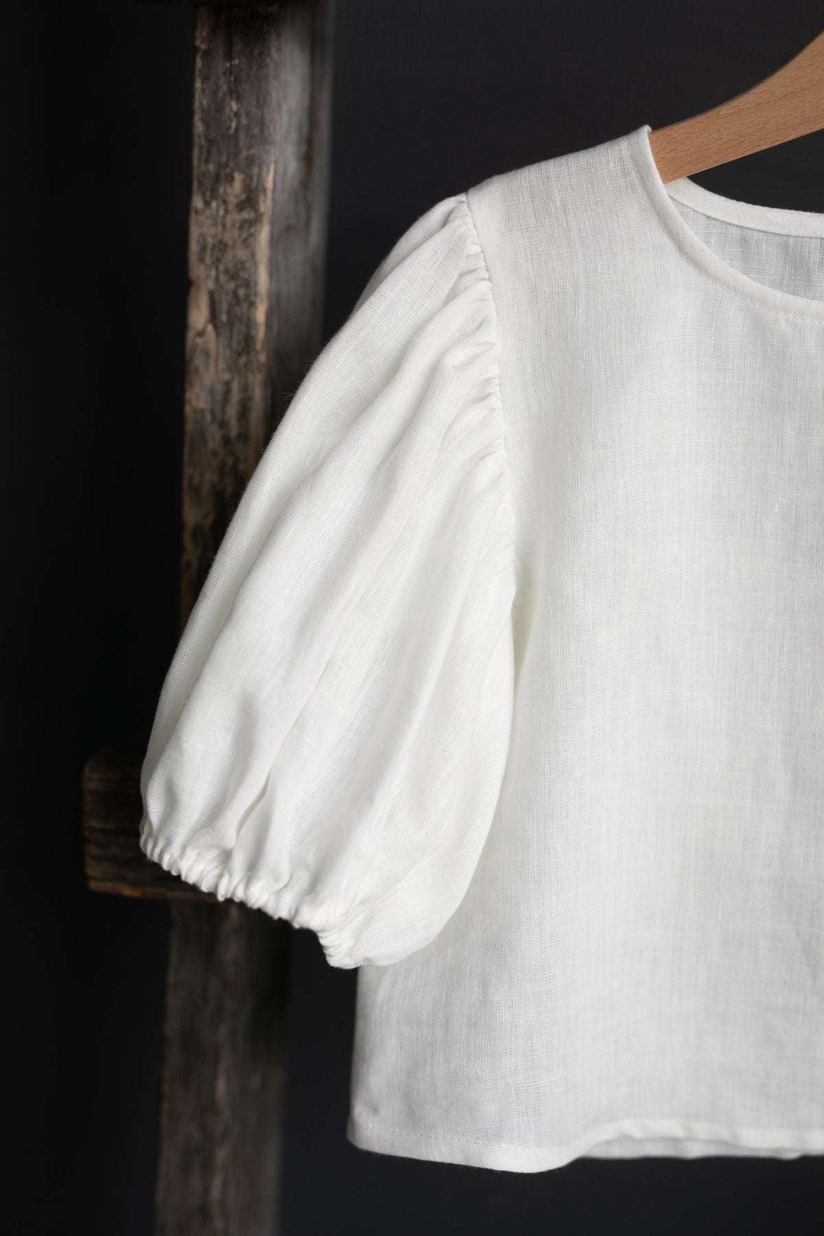 White Linen Puff Sleeve Top