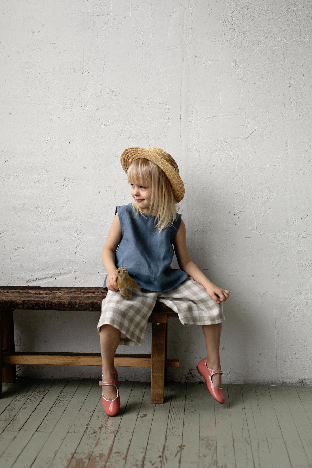 Dusty Blue Ribbon Linen Shirt