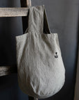 B&W Stripe Small Round Linen Bag