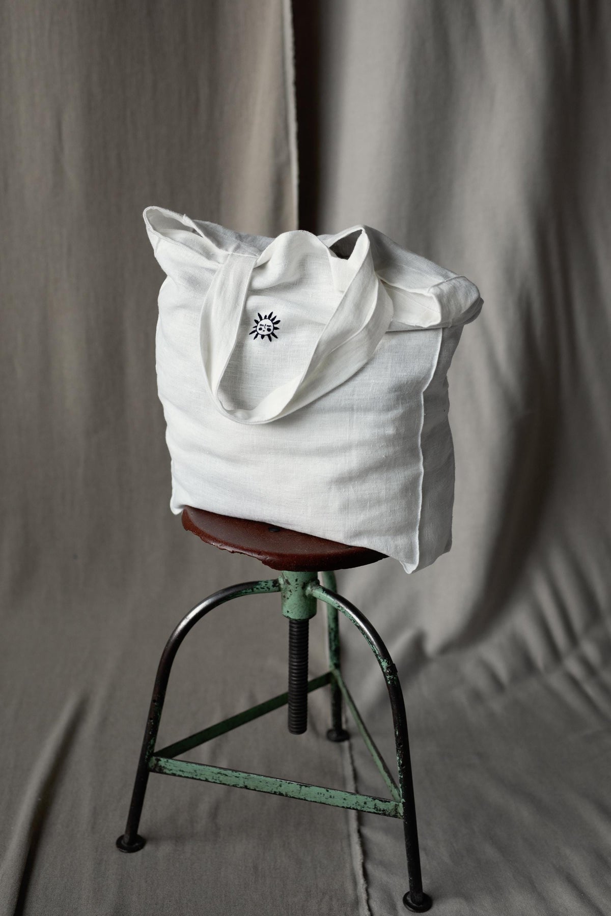 White Classic Large Linen Tote Bag