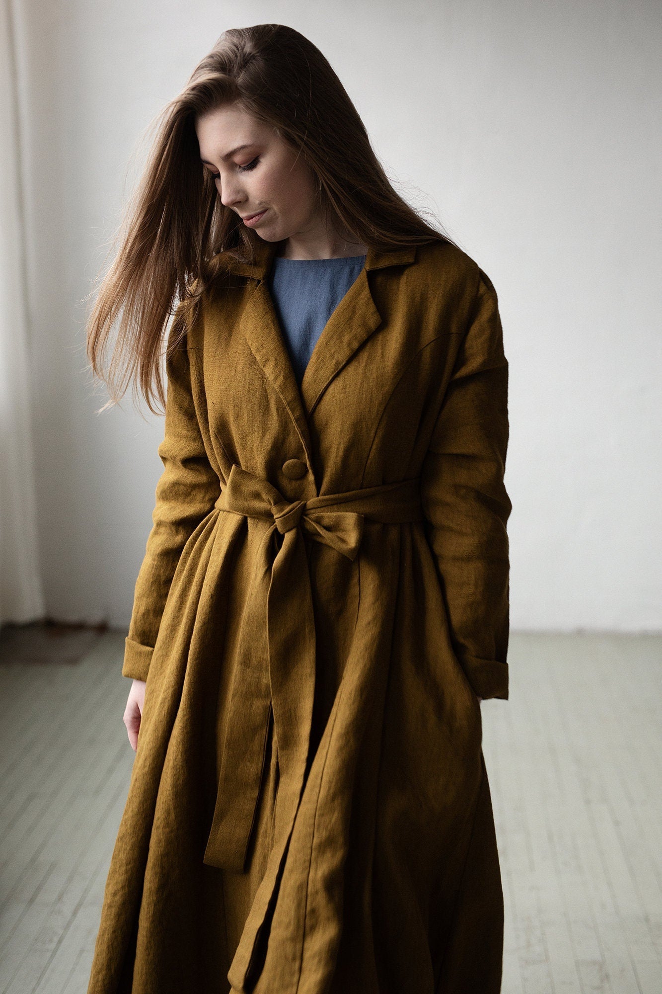 Amber Jane Austen Linen Coat, Size S (STOCK)