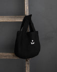 Black Mini Round Linen Bag