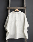 White Stripe 3/4 Linen Shirt