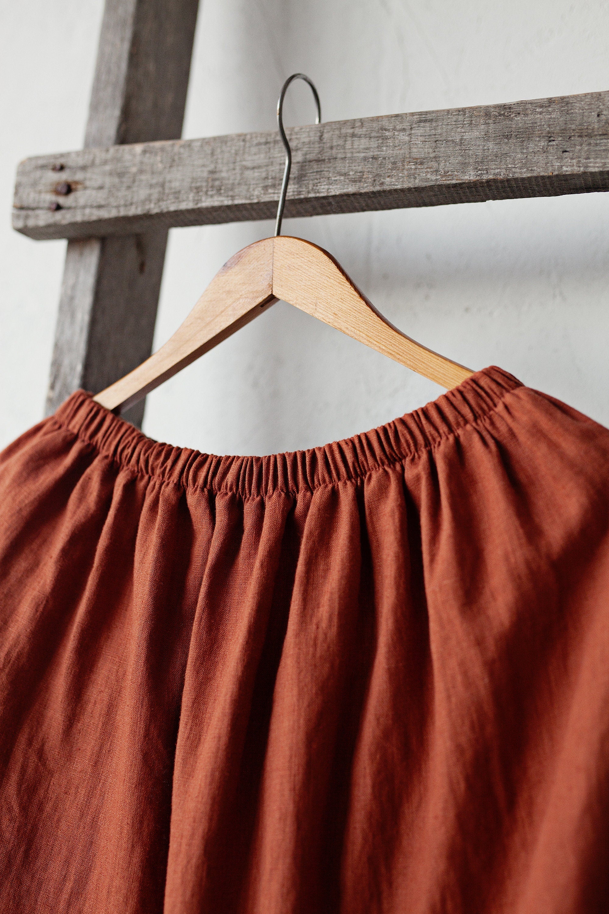 Rust Victorian Linen Skirt, Size XXL (STOCK)