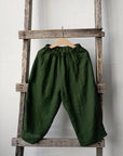 Forest Green Linen Sailor Pants, 4-5 years (STOCK)