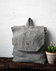 B&W Stripe Linen Backpack
