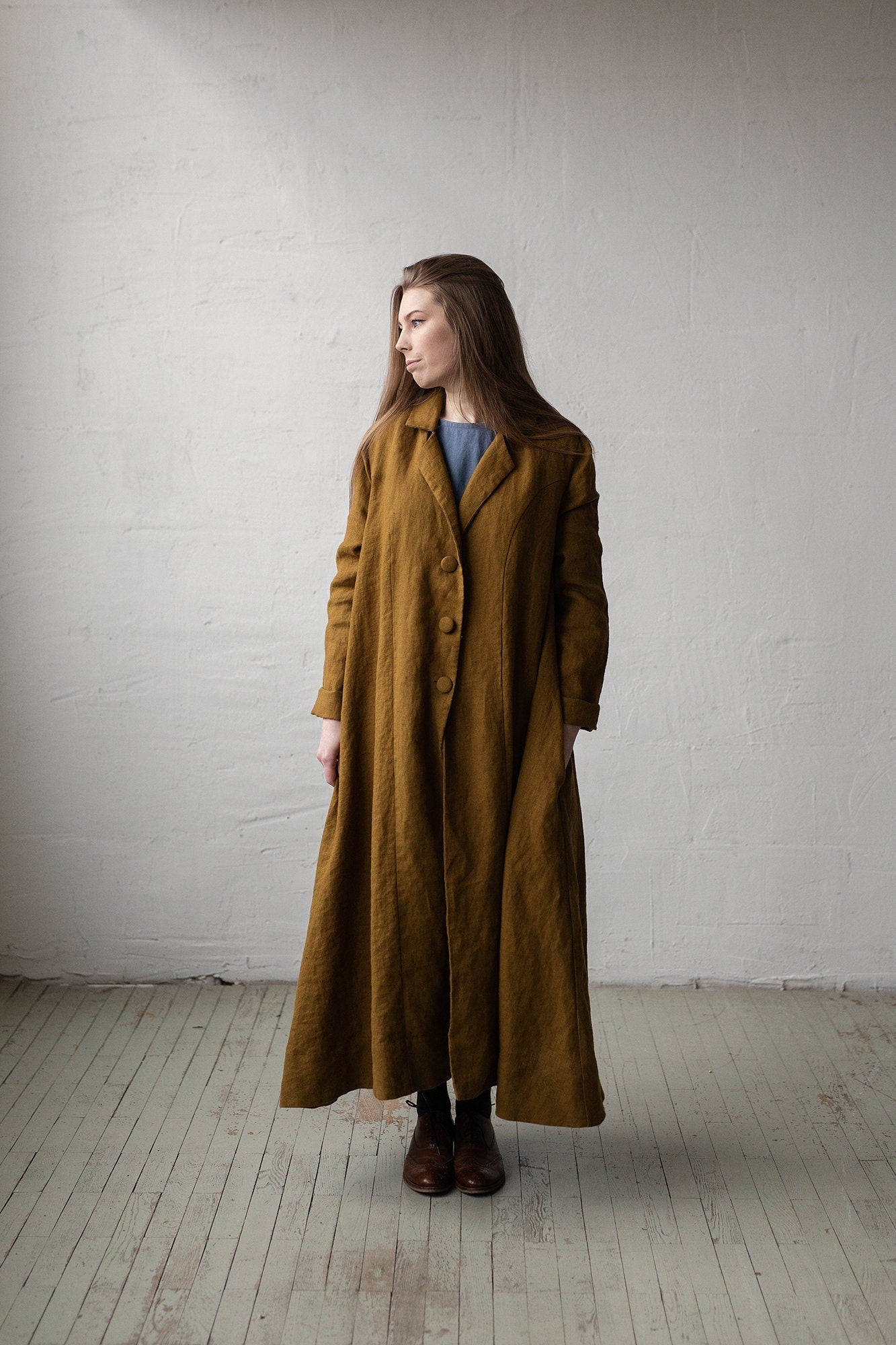 Amber Jane Austen Linen Coat, Size S (STOCK)
