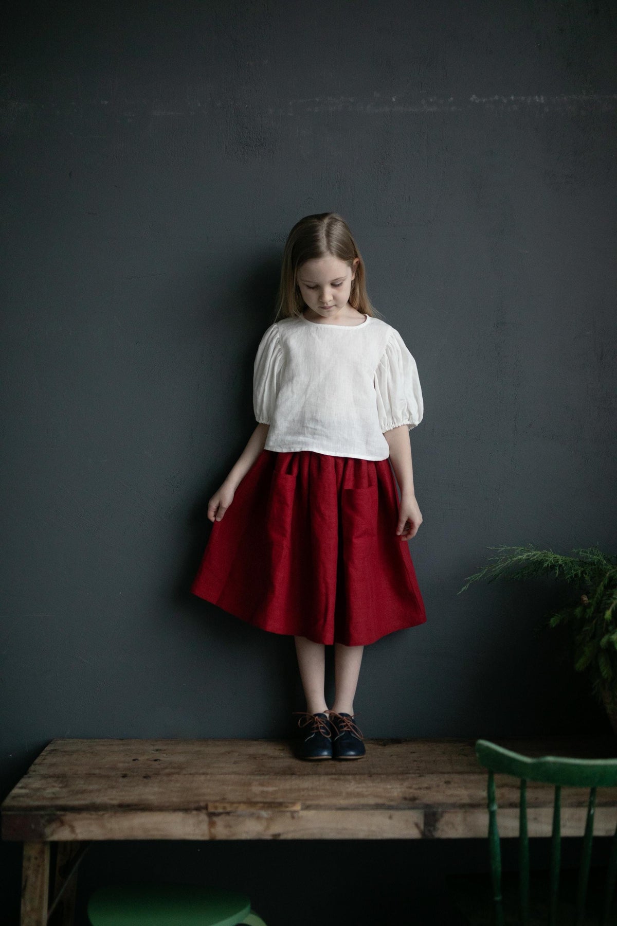 White Linen Puff Sleeve Top