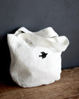 White Mini Round Linen Bag