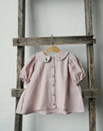 Baby Pink Candy Shirt, Size 2-3 years, Christmas tree & Snowman embroidery (STOCK)