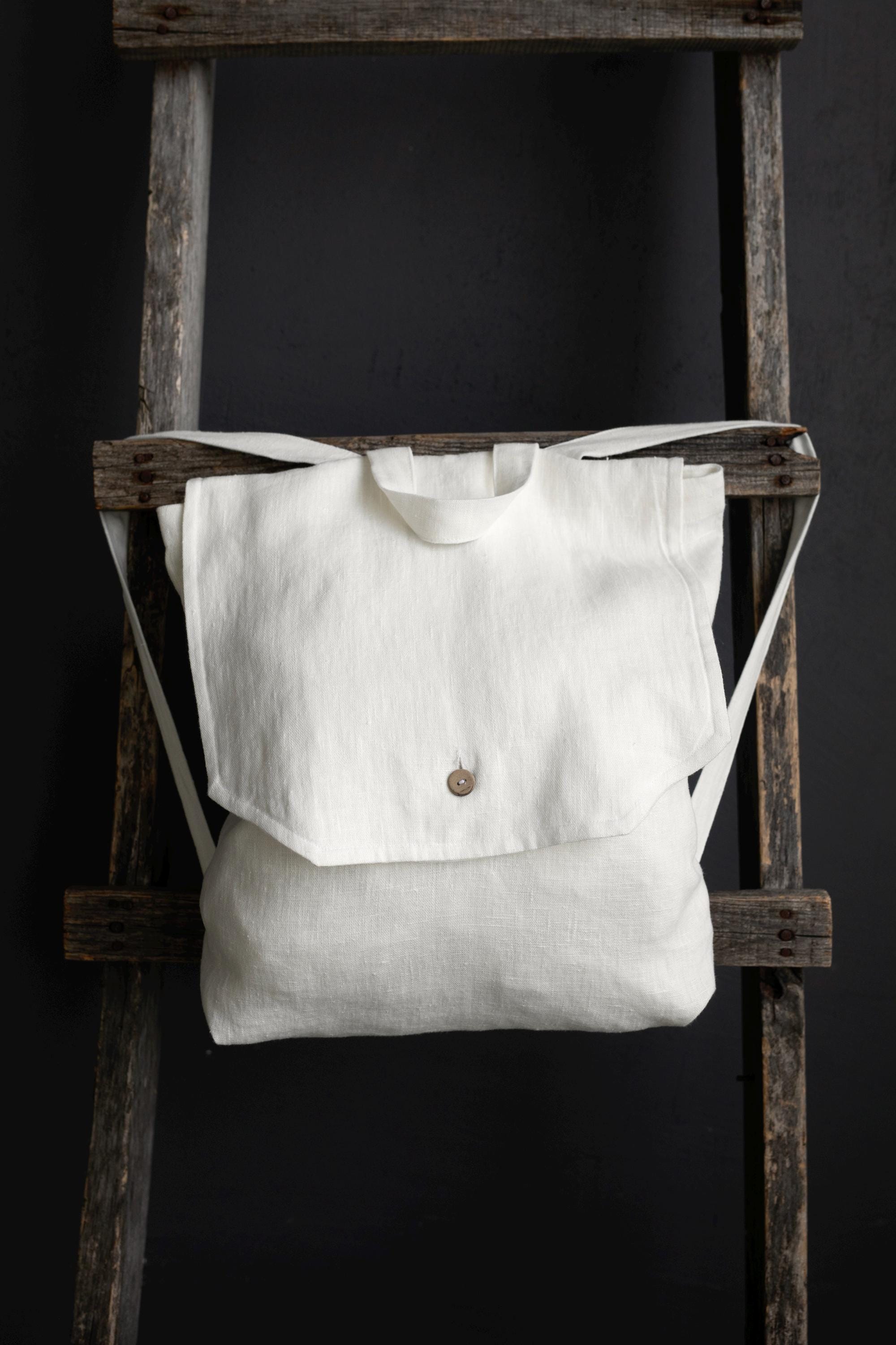 White Linen Backpack