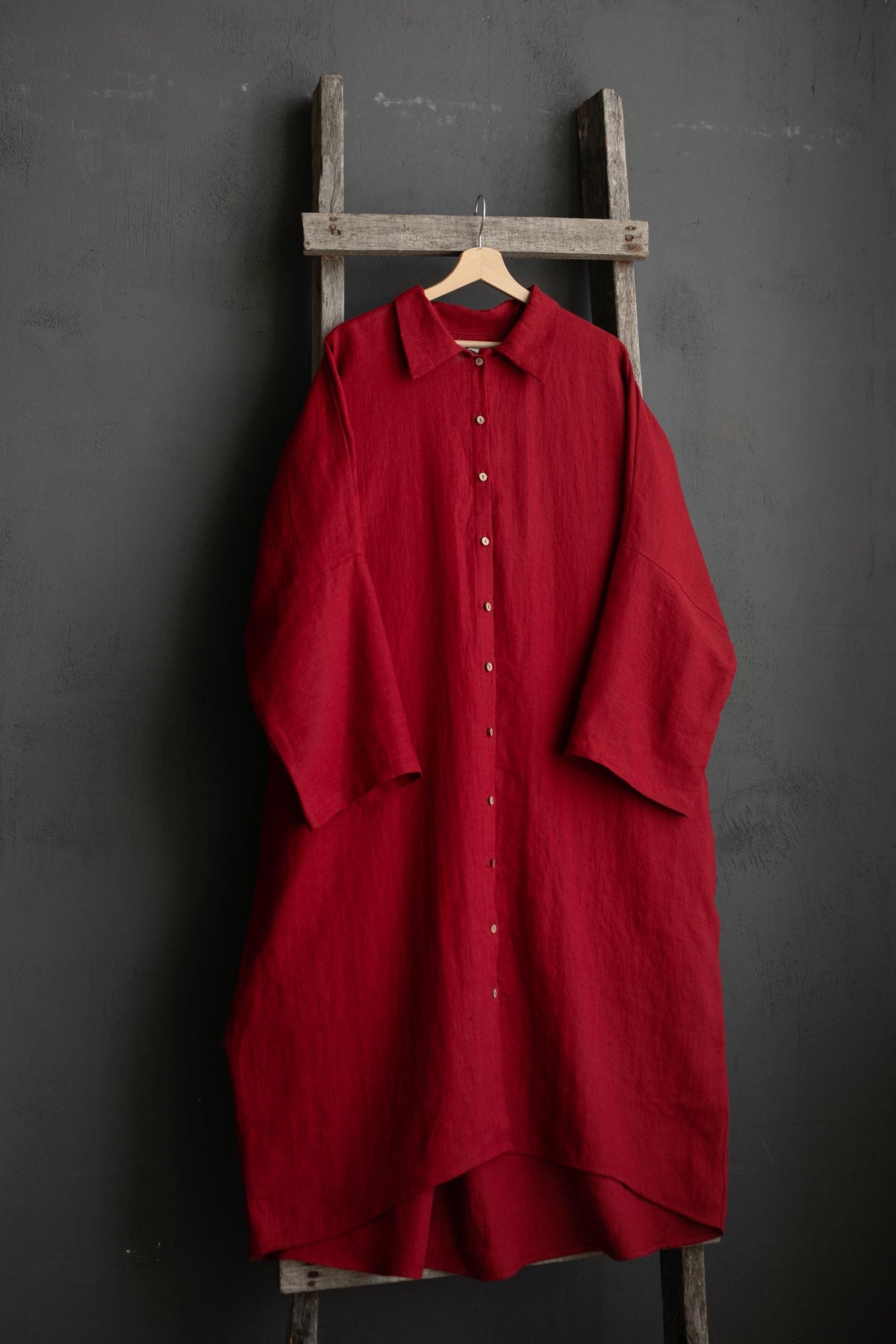 Cherry Linen Shirt Dress