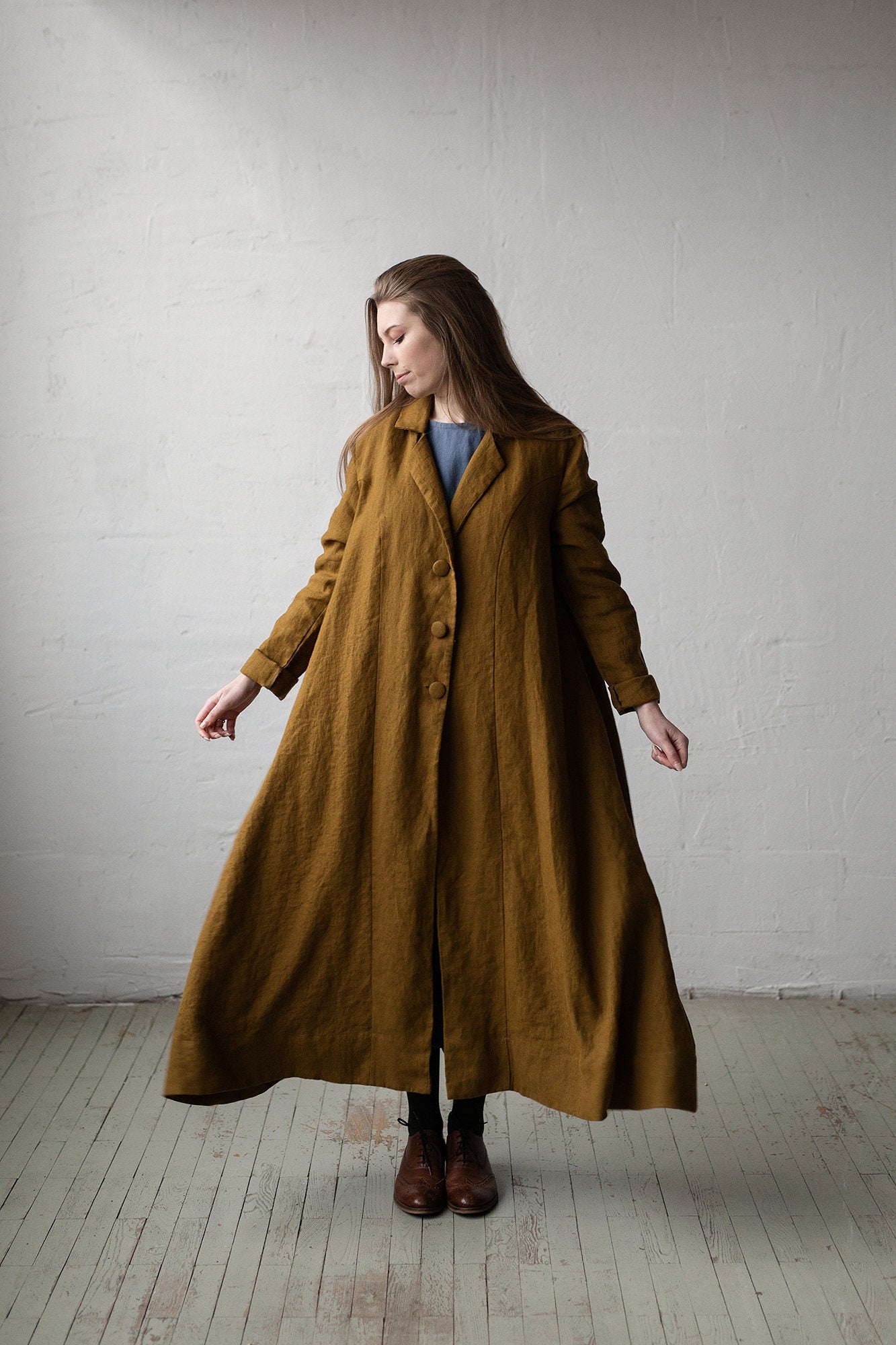 Amber Jane Austen Linen Coat, Size S (STOCK)