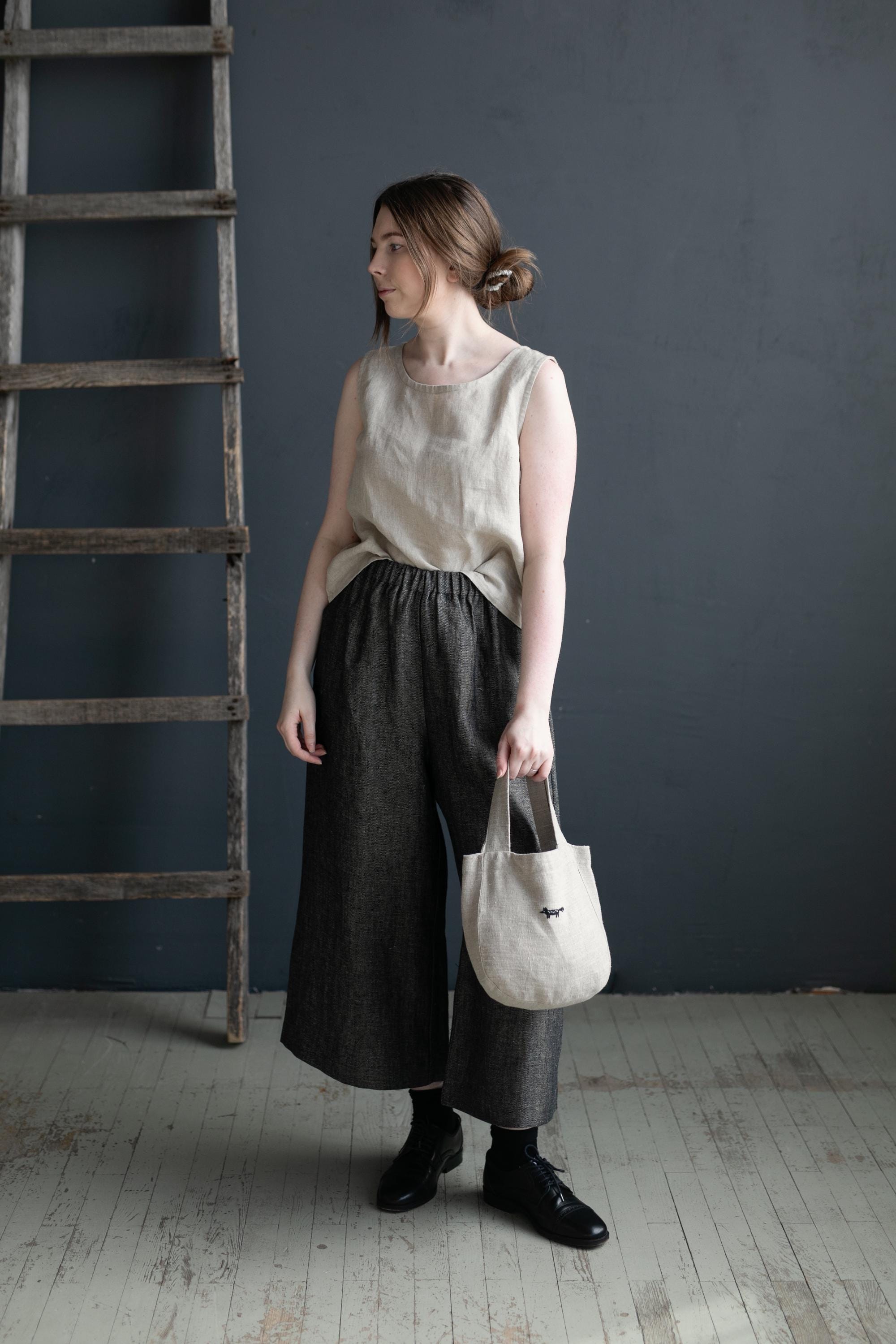 Natural Mini Round Linen Bag