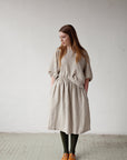 Natural Classic Midi Linen Skirt, Size S (STOCK)