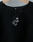 Black Linen Puff Sleeve Top