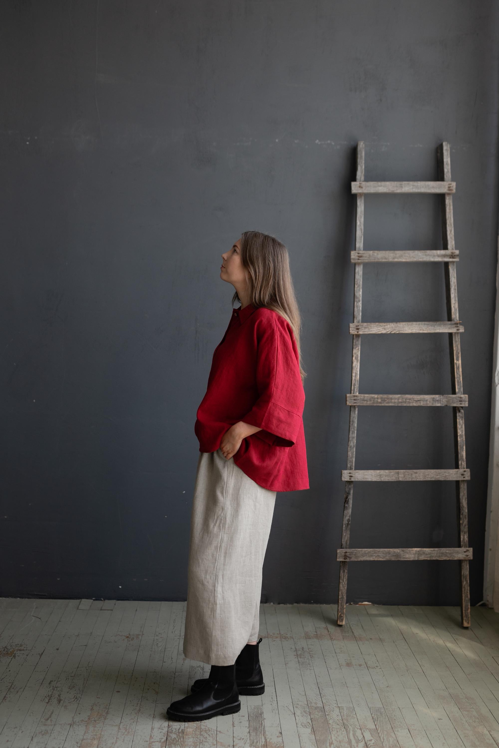Cherry 3/4 Linen Shirt