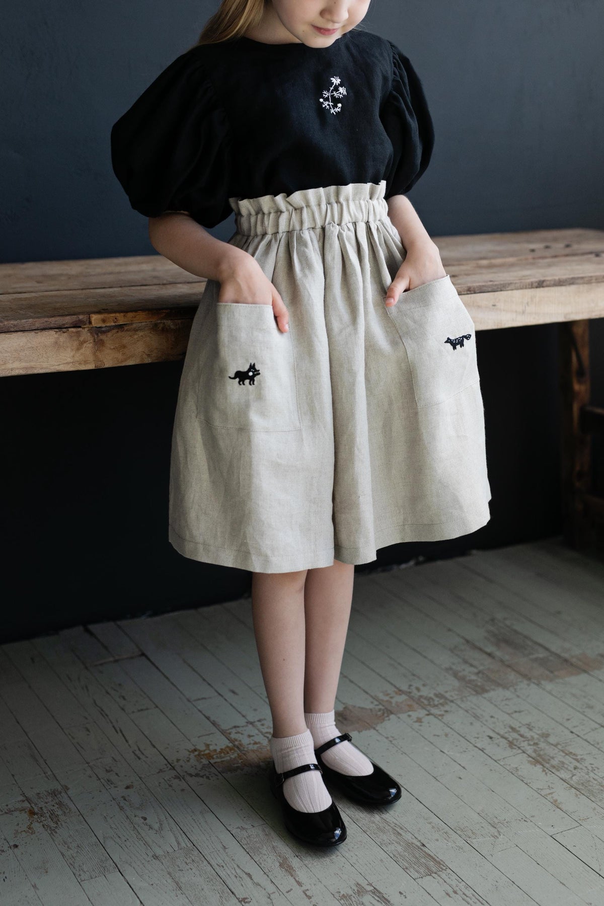 Natural Long Linen Skirt